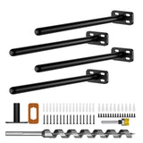 4pcs Wall Shelf Brackets Heavy Duty Floating Shelf Bracket Hidden,Invisible Black Shelving Brackets Decorative Floating Shelf Ha