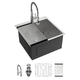 Lordear Drop In Laundry Sink with Faucet 22x22x12 Topmount Utility Sink 16 Gauge Stainless Steel Single Bowl for Laundry Room
