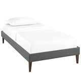 CasaFoyer Tessie Platform Bed | Solid Wood Frame | Polyester Upholstery | Tapered Legs | Gray | Twin Size | No Box Spring Needed | Mattress Not Included