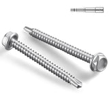 BNUOK #8 x 1-1/2 Inch Self Drilling Screws, 260pcs 2 lbs Self Tapping Screws for Metal, 410 Stainless Steel Hex Washer Head Shee