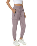 Women's Joggers with Pockets Lightweight - Water Resistant Quick Dry Cargo Athletic Pants for Hiking Running Camping Travel (Pri