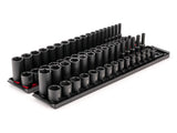 TEKTON 3/8 Inch Drive 6Point Impact Socket Set with Rails, 68Piece (1/41 in., 624 mm) | SID91218