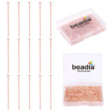 BEADIA Rose Gold Plated Flat Head Pins Non Tarnish 20mm 300pcs for Jewelry Making Findings