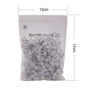INCREWAY 200Pcs 10mm Flat Cable Wire Clips Cord Holder Wire Management, White