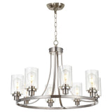 MELUCEE Modern Chandelier Brushed Nickel Finish 8 Lights, Dining Room Lighting Fixtures Hanging Industrial Pendant Lighting for 