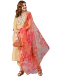 Anni Designer Women'S Cotton Blend Solid Straight Kurta With Pant & With Dupatta (Chora Wp_Beige_S_Beige_Small),Beige,S