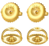 2 Pairs 14k Gold & 925 Sterling Silver Screw Earring Backs Replacements - Secure Hypoallergenic Screw Backs for Earrings - Fit T