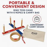 Bolaball Ring Toss Game - Outdoor Lawn Game for Kids & Adults, Wood/Plastic, Red & Blue, Model 317573, 6 Ropes
