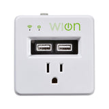 WiOn 50055 Indoor WiFi PlugIn USB Wall Tap; 1 Grounded Outlet; 2 USB Ports