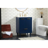 Elegant Decor Baldwin 24 Solid Wood And Mdf Bathroom Vanity In Blue
