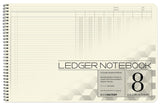 BookFactory Large 8 Column Accounting Ledger Notebook, Wire-O, 100 Pages
