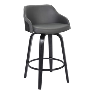 Alec Faux Leather Swivel Barstool, 26' Counter Height, Black And Gray