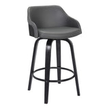 Alec Faux Leather Swivel Barstool, 26' Counter Height, Black And Gray