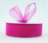 Ribbon Bazaar Plain Sheer Organza 3/8 Fuchsia 100yd Spool 100% Nylon Ribbon