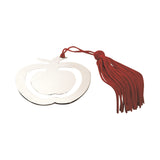 Apple Bookmark With Red Tassel In Nickel Plated