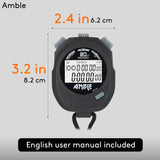 Stopwatch, Amble Countdown Timer and Stopwatch Record 20 Memories Lap Split Time with Tally Counter and Calendar Clock with Alar