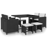 Vidaxl Black Poly Rattan 9 Piece Patio Dining Set With Cushions - Outdoor Garden Furniture Set - Weather-Resistant And Easy-To-Clean,Dining Sets