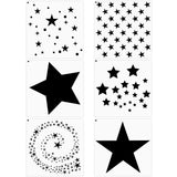 6-Piece Star Stencil Kit - Reusable Twinkle Star Templates in Assorted Sizes with Metal Open Ring for Painting on Tile, Wall, Pa