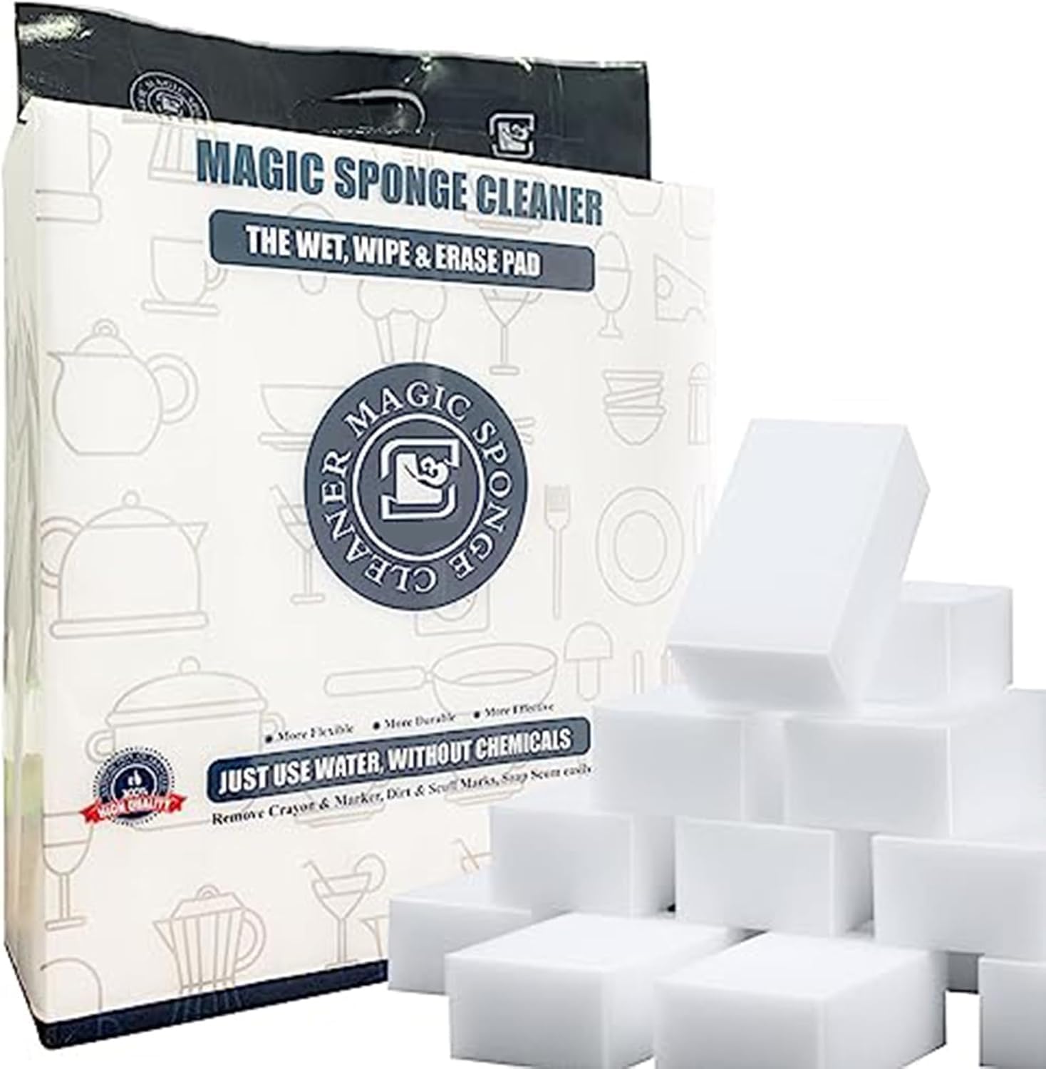 Foamworld 50 Pack Magic Sponge Eraser, Melamine Sponge Foam Pad, Extra Thick Enlarge Kitchen Dish Sponges, Multifunctional Clean