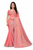 Glosy WomenS Fandy Satin Saree With Butterfly Zarkan Design | Designer Function Wear Saree | Soft Satin Festive & Wedding Saree 