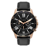 Timex Analog Watch For Man With Black Round Dial & Black Leather Strap Band Water Resistant Men'S Wrist Watches - Tweg314Smu02