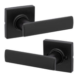 Kwikset Breton Interior Passage Door Handle, Lever for Closet and Hallway Doors, Reversible Non-Locking Handle Lever, Matte Blac