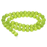 HARFINGTON 48pcs Light Navy Green Cat's Eye Stone Beads 8mm Round Smooth Gemstone Crystal Loose Bead for Jewelry Making Bracelet