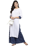 Anni Designer Women'S White Rayon Straight Kurta With Plazzo Set (Ria White_M),White,M