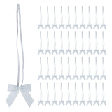 Meseey 50pcs 14 Inch Stretch Elastic Loops with Pre-Tied Silver Ribbon Bows for Gift Wrapping,Baby Showers, Weddings, Christmas 