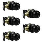 Lepushom 5 Pack Bathroom Door Knob, Door Knobs Interior Without Keys, Black Door Knobs for Bedroom and Office, Privacy Function,