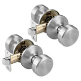 STARPY Black Door Knobs, Pismo Door Knob with Lock, Privacy Door Handles Interior for Bath & Bed (Passage, Brushed Nickel, 2)