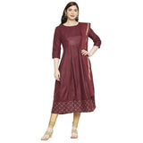 Anni Designer Women'S Rayon Anarkali Kurta With Pant & Dupatta (Kumt Maroon_Gsk_Xxl_Maroon_Xx-Large),Maroon,2XL