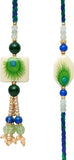 Store Indya Premium Designer White Peacock Resin Rakhi Set Of 2 With Roli Chawal For Bhaiya Bhabhi Traditional Lumba Set, Threa,Nylon,Red