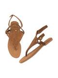 Shoetopia Stylish Ankle Strap Tan Flat Sandals For Women & Girls /Eu39,Bronze,6,B0DK76TBW4