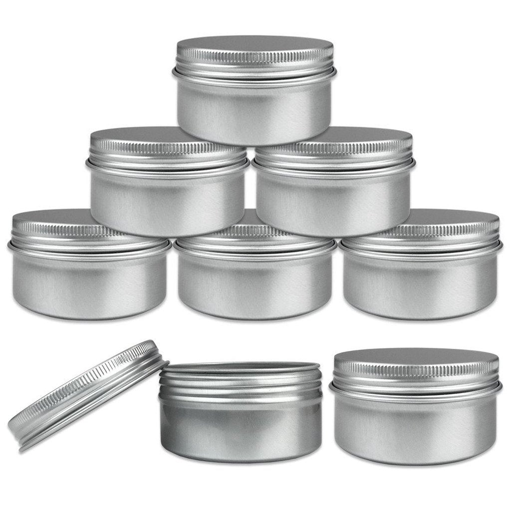 Beauticom Aluminum Silver Tin Metal Storage Containers with Screwtop Lids for DIY Beauty, Cosmetics, Accessories, Travel and Mor