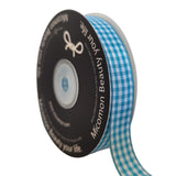 Micomon Vivid Blue and White Woven Edge Plaid Ribbon 100% Polyester Gingham Ribbon 25 Yards Each Roll (5/8,Vivid Blue)