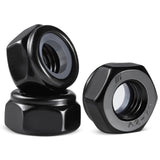 BNUOK 50Pcs M6-1 Lock Nuts, Nylon Insert Locknuts 304 Stainless Steel A2-70 Black Zinc Plated Self-Locking Nuts, Coarse Thread H