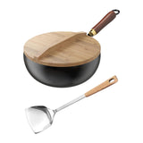 ATORSE Nonstick Wok No Coating with Hanging Hook Cooking Pot for Hotel Kitchen Home 24cm