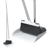 Stand Up Dustpan and Broom Set 50Long Handle Broom with Dust Pan, 20 Angled for Ergonomic Home Office Indoor Sweeping