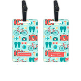 Nutcase Personalized Designer Luggage Travel Baggage Tags From Set Of 2 Tags Cute Doodle Art Blue