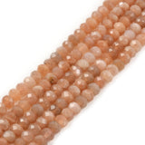 6mm Natural Peach Sunstone Faceted Rondelle Loose Beads Jewelry Making DIY Bead 16 Inch