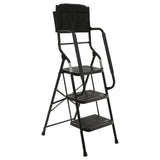 WiberWi 3 Step Ladder with Handrails 500 lb Capacity Step Stool Folding Ladders for Home Kitchen Steel Frame with Safety Side Ha