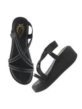 Shoetopia Womens & Girls Black Wedges Sandal Solid Criss-Cross Strap Design Stylish Comfortable Durable Heels Perfect For Casual Party Eu36,Black,3,B0DFVH6K84
