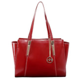 Mcklein Aldora Ladies' Tote With Tablet Pocket, Top Grain Cowhide Leather, Red (97506)