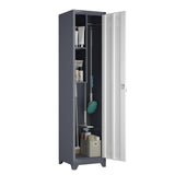 STEELIST Metal Broom Storage Cabinets, Narrow Cabinet with Hooks, 65 Slim Bathroom Storage Cabinet with Shelves, Heavy-Duty Clea