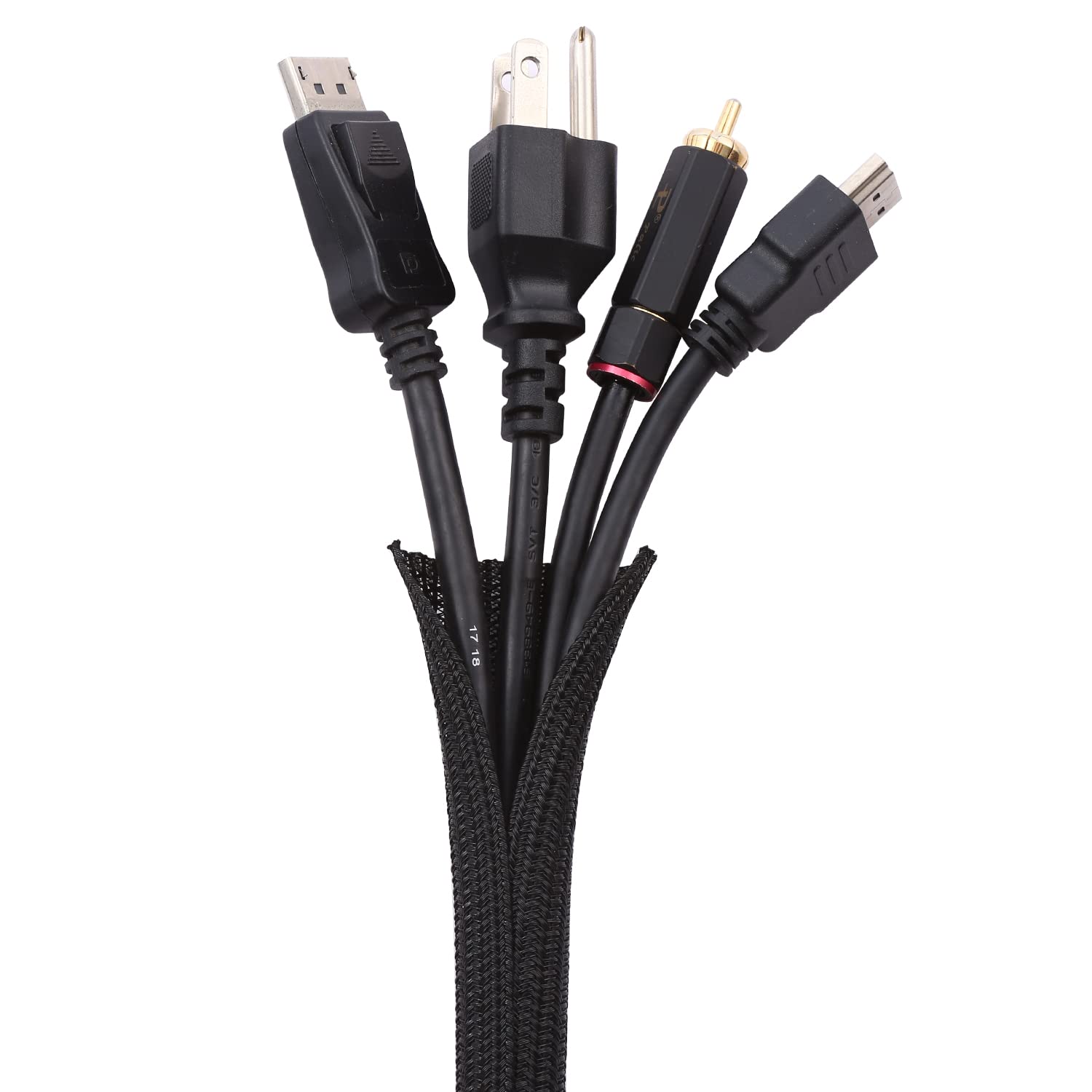 Keco 25ft - 1 inch Cable Management Sleeve Wire Loom Cord Protector - Self Wrap Cable Sleeve Split Sleeving Cord Organizer for T