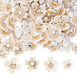 PIPITREE 120PCS Rhinestone Buttons, Acrylic Faux Pearl Buttons, Flat Back Flower Embellishments for Crafts, Jewelry Making, DIY 