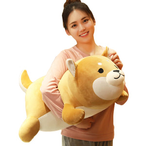 ERDAO Shiba Inu Plush Pillow,Soft Corgi Stuffed Animals Toy Cute Sleeping Puppy Doll Gifts for Kids (Round Eyes, 29.5 inch)