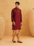 Sojanya (Since 1958, Men'S Maroon & Gold Silk Dhoti Kurta Set, Size: Xxl