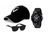 Pass Pass Men & Boys Cap, Watch & Sunglasses Combo Set (Black, Free Size) | Stylish Gift Combo For All Occasions